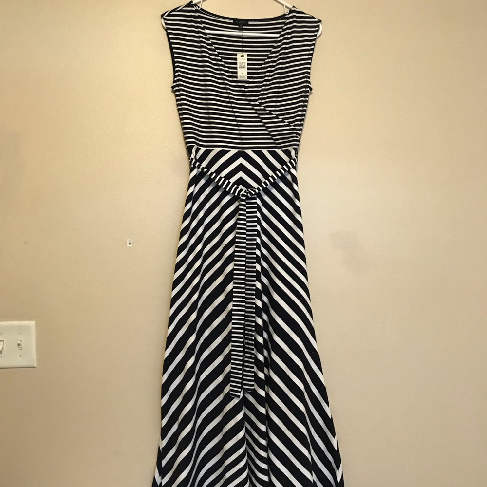 Talbots Navy & White Striped Maxi Dress